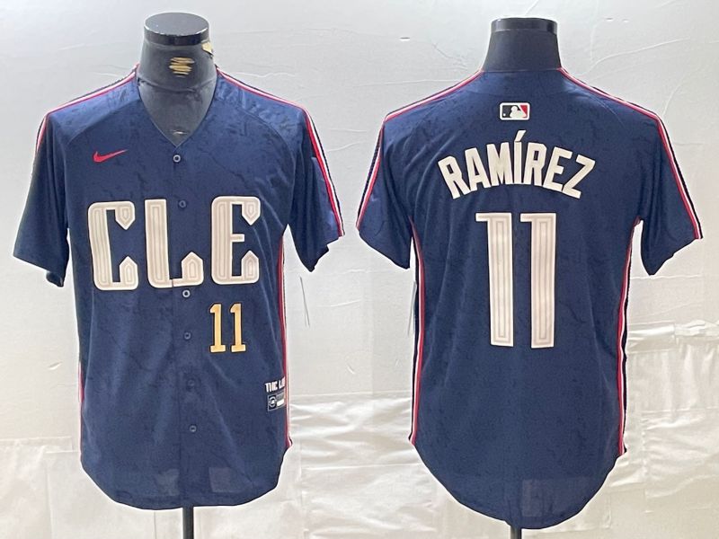 Men Cleveland Indians #11 Ramirez Blue City Edition Nike 2024 MLB Jersey style 6